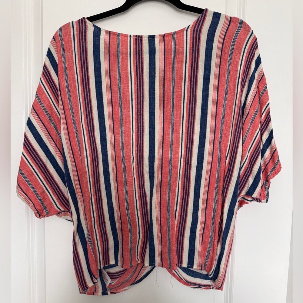 Umgee Women's‎ Striped Twist Front V Neck Dolman Sleeve Top Size Medium - Picture 3 of 5